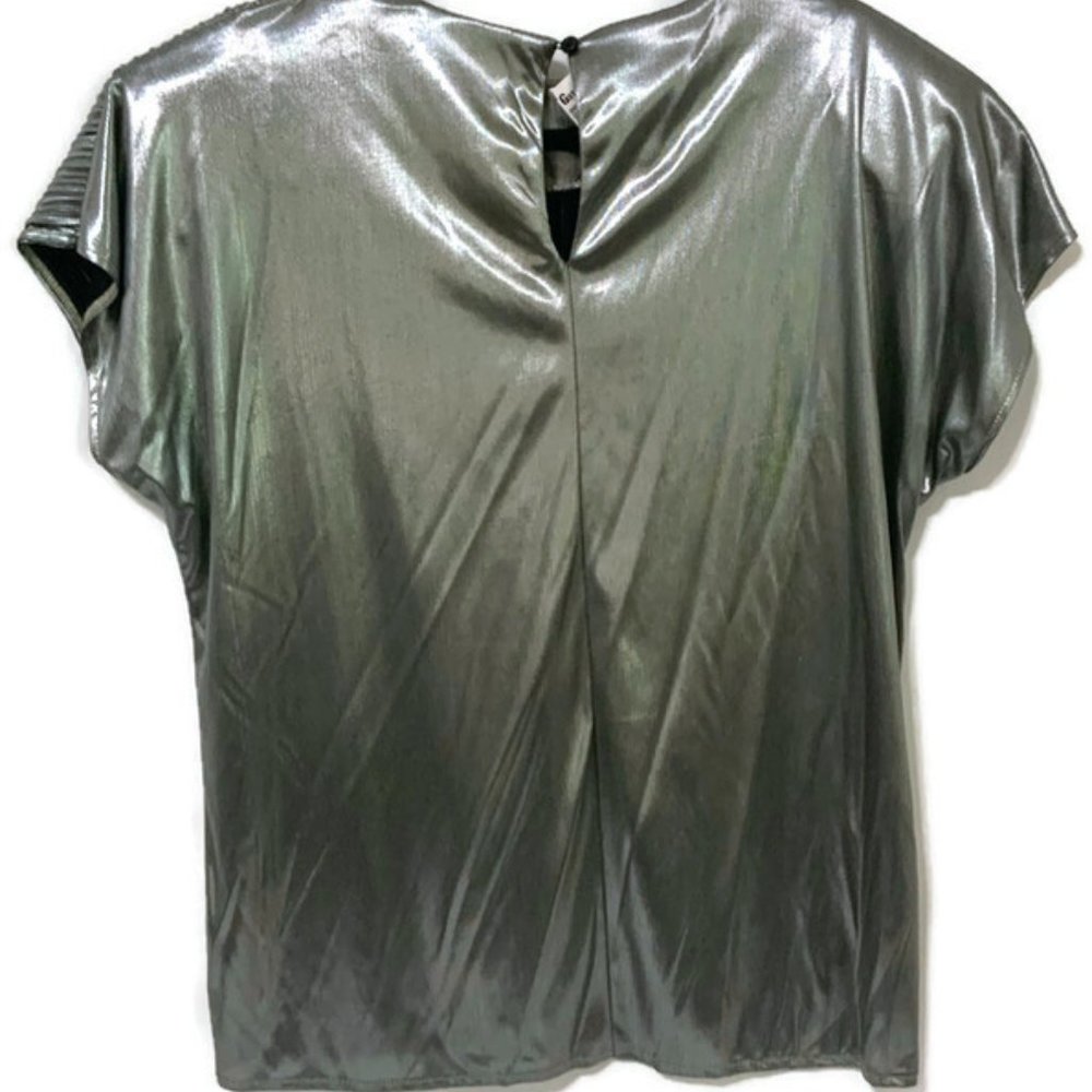 New 1980's Jeri Marque Silver Lame Pullover Top - Picture 2 of 4